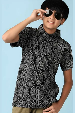 V-Mart Boys Abstract Printed Polo Collar Cotton T-shirt