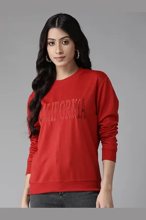 KASSUALLY Women Red Sweatshirt