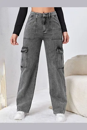 BAESD Women Comfort Regular Fit Light Fade Stretchable Cargo Jeans