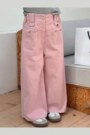 LULU & SKY Girls Loose Fit High-Rise Trousers
