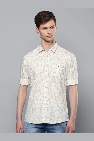 Louis Philippe Men Beige & Grey Slim Fit Printed Casual Shirt