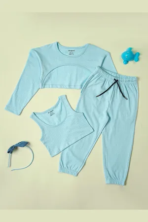 BE AWARA Girls Pure Cotton Top With Joggers