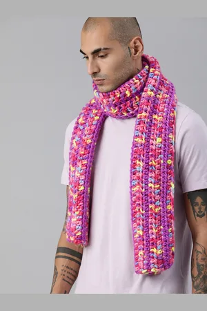 Magic Needles Unisex Multicoloured Self Design Knitted Scarf