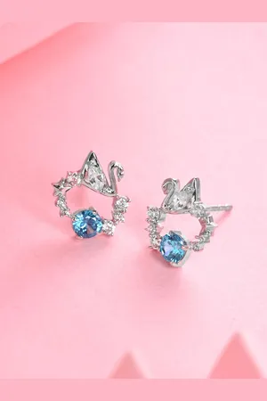 CLARA 925 Sterling Silver Cubic Zirconia Rhodium Plated Stud Earrings