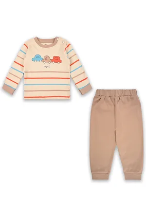Wish Karo Boys Striped Round Neck Long Sleeves T-Shirt With Jogger