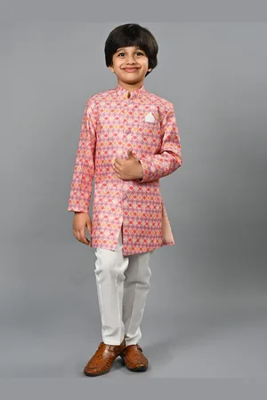 BAESD Boys Self Design Sherwani Set
