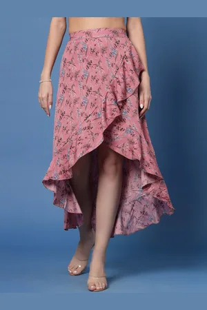 OOMPH Women Floral Printed Wrap Midi Skirts