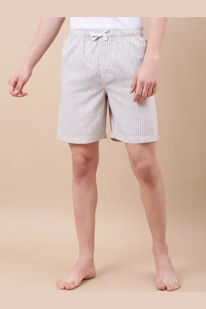 Marks & Spencer Men Striped Cotton Linen Lounge Shorts