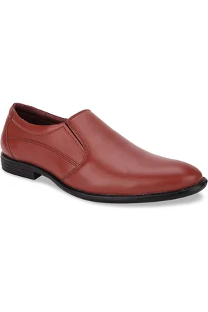 LOUIS STITCH Men Brown Solid Formal Leather Slip-On Shoes