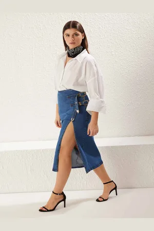 Trendyol Women Cotton Straight Midi Skirt