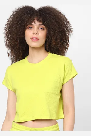 ONLY Women Lime Green Solid Crop Top