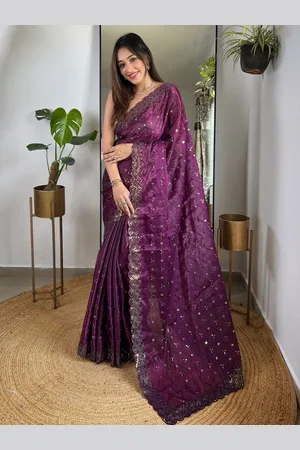 DIVASTRI Embellished Embroidered Silk Blend Saree
