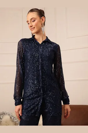 Roadster The Lifestyle Co Self Design Textured Embellished Boxy Fit Longline Shirt