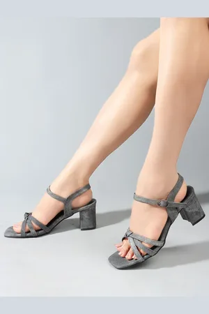 DressBerry Textured Party Block Sandals with Buckles
