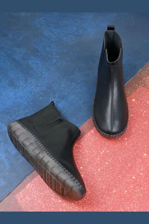 Jove Women Platfom Heeled Chelsea Slip-On Boots