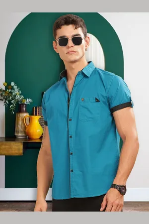 Kuons Avenue Men Smart Spread Collar Solid Cotton Linen Slim Fit Casual Shirt