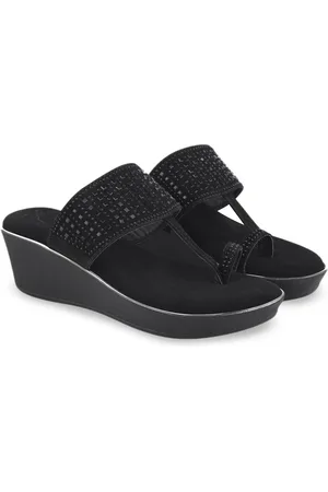 Shoetopia Girls Ethnic Embellished Suede Party Wedge Sandals