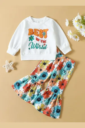 LULU & SKY Girls Printed Top with Trousers