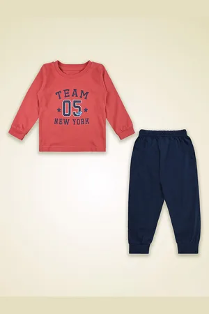 Wish Karo Boys Printed Round Neck Long Sleeves T-Shirt With Jogger
