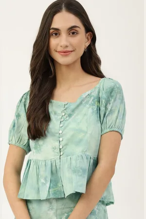 Kalini Tie & Dye Round Neck Puff Sleeves Top & Jogger