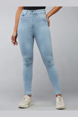 DOLCE CRUDO Women Skinny Fit High-Rise Heavy Fade Stretchable Jeans