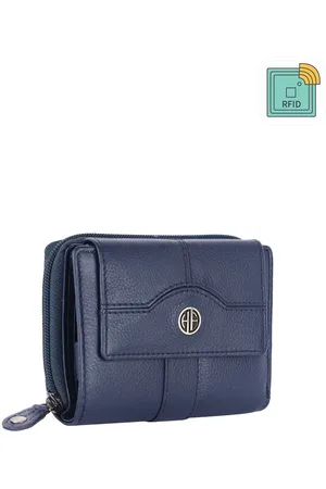 HAMMONDS FLYCATCHER Women Blue Leather Zip Around Wallet