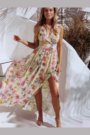 DressBerry Floral Print Fit & Flare Maxi Dress