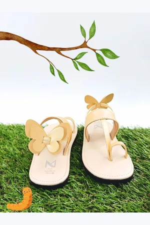 THE MADRAS TRUNK Girls Butterfly Detail Leather One Toe Flats