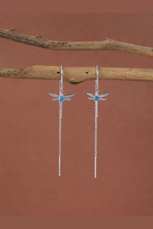 CLARA 925 Sterling Silver Rhodium-Plated Drop Earrings