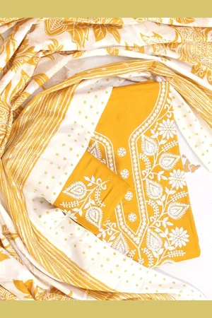 SALWAR STUDIO Floral Embroidered Cotton Unstitched Dress Material
