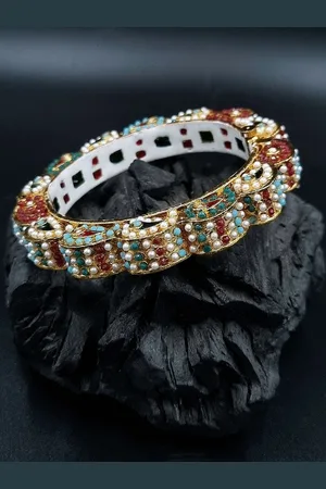 Anouk Gold Plated Pearl Studded Ethnic Rajasthani Bangles