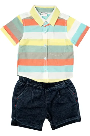 MeeMee Boys Multicoloured Striped Shirt with Shorts