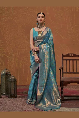 DIVASTRI Woven Design Printed Zari Work Saree