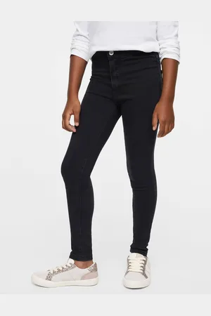 MANGO Girls Black Solid Mid-Rise Stretchable Jeans