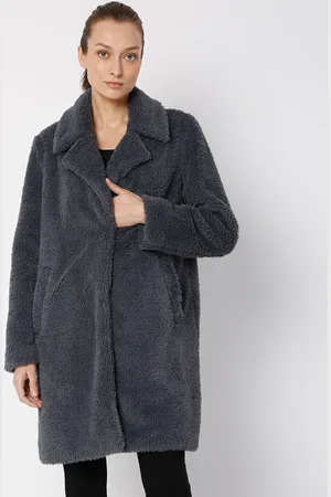 VERO MODA Women Grey Solid Overcoat