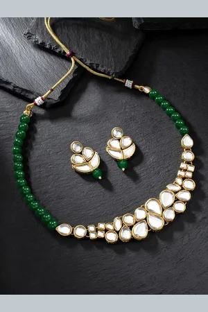 Peora Gold-Toned & Green Jewellery Set
