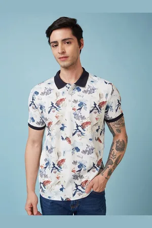 Status Quo Men Floral Printed Polo Collar Regular Fit T-shirt