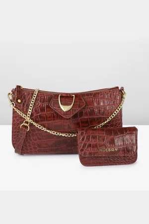 Hidesign Animal Textured Leather Structured Shoulder Bag with Pouch