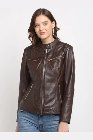 Teakwood Leathers Women Brown Leather Lightweight Biker Jacket
