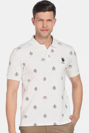 U.S. Polo Assn. Men Typography Printed Polo Collar Pure Cotton T-shirt