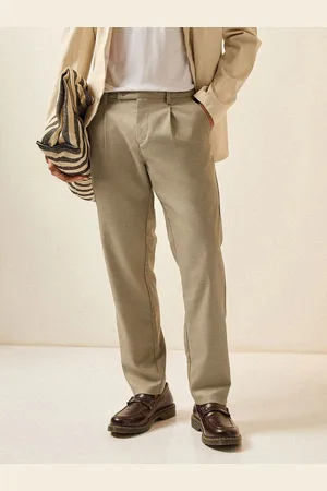 The Bear House Men Pleated Formal Trousers