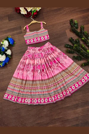 BAESD Girls Abstract Printed Lehenga With Blouse