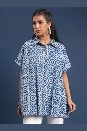 Taavi Printed Cotton Shirt Collar Neck Tunic