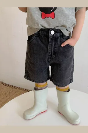 LULU & SKY Unisex Kids Washed High-Rise Denim Shorts