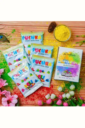 eCraftIndia Pack of 5 Organic Herbal Gulal Holi Colours - 80g