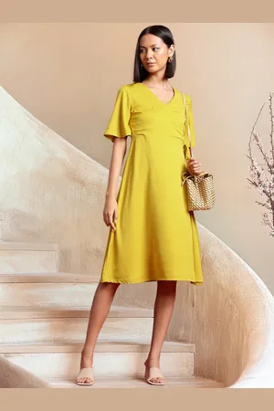 all about you Flutter Sleeves A-Line Knee Length Wrap Dress