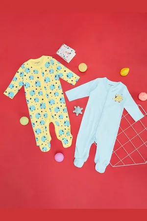 Pantaloons Boys Pack of 2 Printed Cotton Sleepsuits