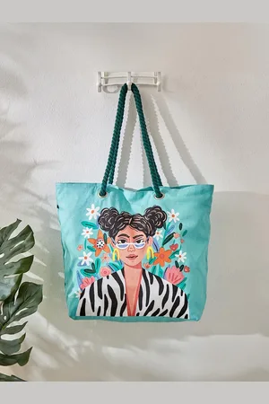Home Centre Printed Oversized Shopper Tote Bag with Tasselled