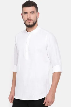 Cross Court Band Collar Cotton Straight Kurta