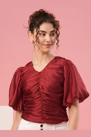 Globus Flared Sleeve Puff Sleeves Smocking Top